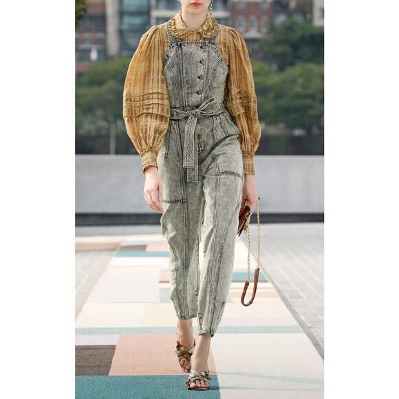 NWT Ulla Johnson Circe Plaid Blouse Chamomile Size 0 Ruffle‎ Puff Sleeve Blouson - Picture 2 of 16